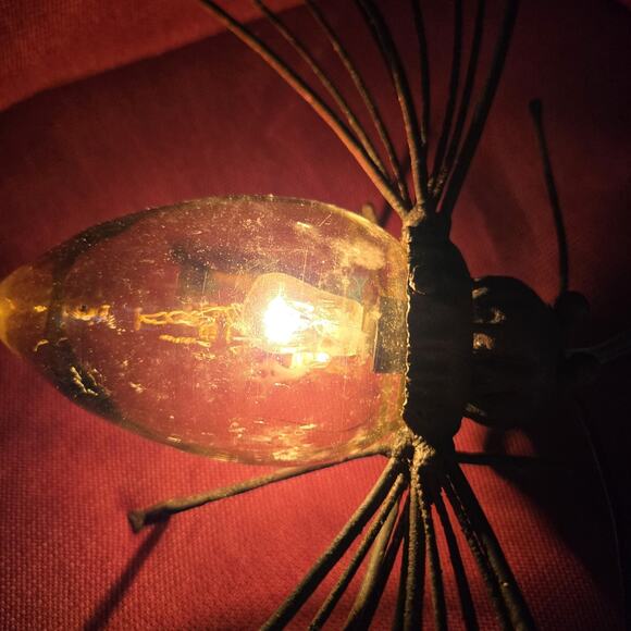 Vintage MCM Dragonfly Bug Light Amber Glass Body Sconce Wired *read* - Picture 15 of 16